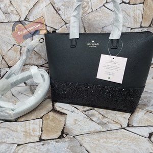 #bagsavenue ina greta satchel pvc saffiano black glitter crossbody Kate Spade